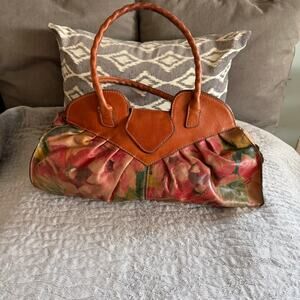 Patricia Nash Lione Floral Shoulder Leather Handbag